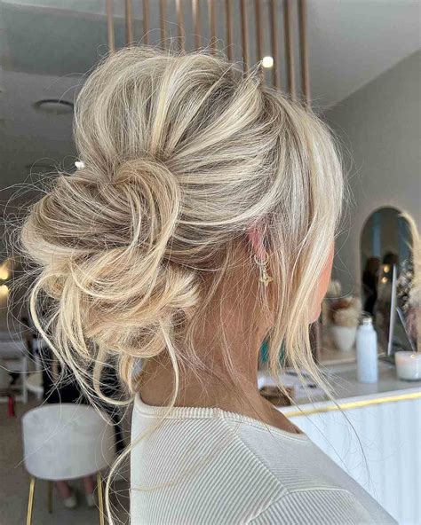 medium hairdos|messy updo for medium hair.